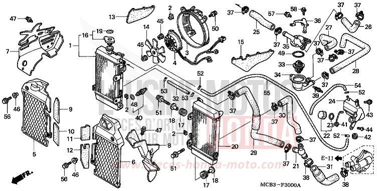 RADIATOR for Transalp 650 MOODY BLUE METALLIC (PB296) from 2001